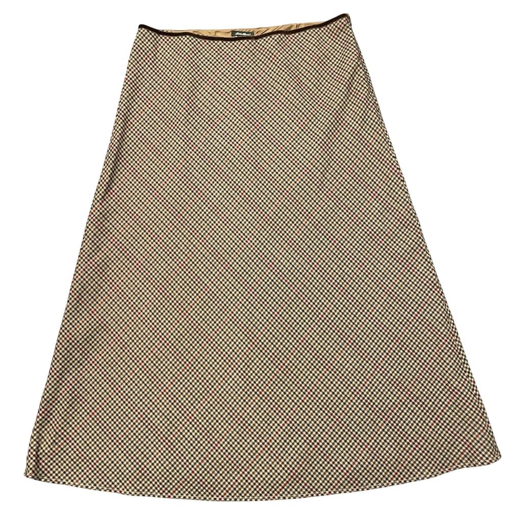 Eddie Bauer Beige and Black Patterned Maxi Skirt